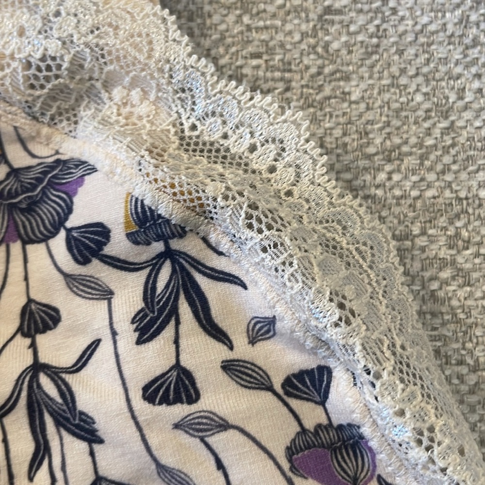 ThirdLove Floral Lace Bralette in Cream with Purple and Yellow Flowers - Picture 3 of 5
